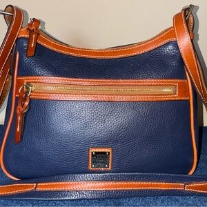 Dooney & Bourke Blue and Brown Leather Shoulder Bag